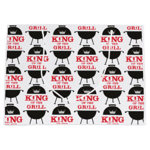 King Of The Grill, Black White Crown Red Large Gift Bag