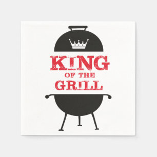 King Of The Grill, Black White Crown Red Napkins