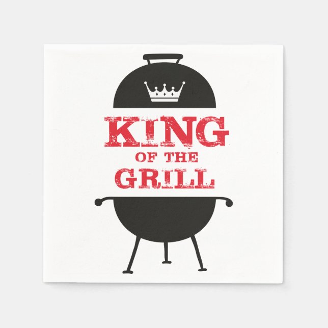 King Of The Grill, Black White Crown Red Napkins (Front)