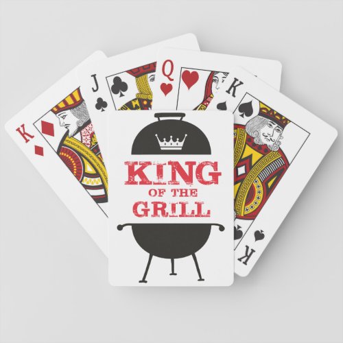 King Of The Grill Black White Crown Red Poker Cards