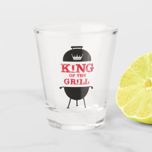 King Of The Grill, Black White Crown Red Shot Glass