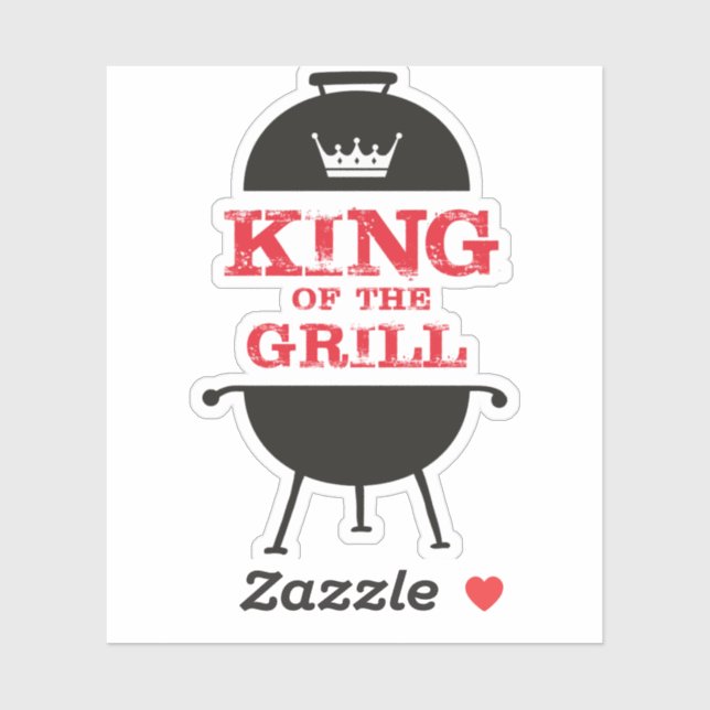 King Of The Grill, Black White Crown Red Sticker (Sheet)