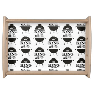 King Of The Grill, Black White Crown Serving Tray