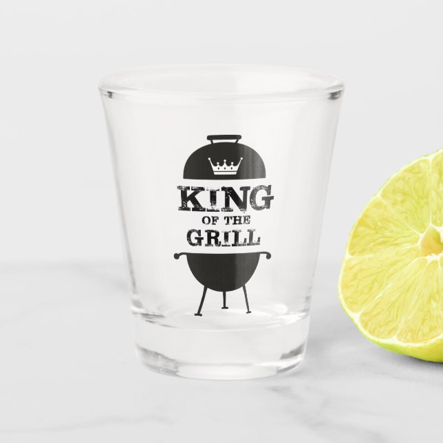 King Of The Grill, Black White Crown Shot Glass (Front)