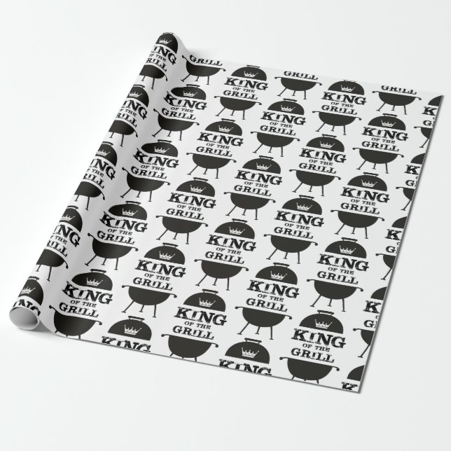 King Of The Grill, Black White Crown Wrapping Paper (Unrolled)