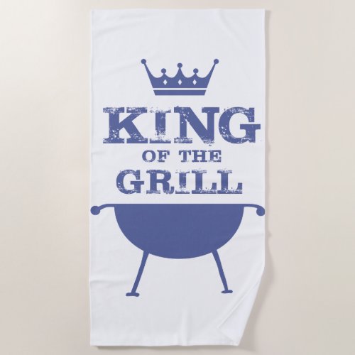 King Of The Grill Blue Beach Towel