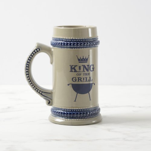 King Of The Grill Blue Beer Stein