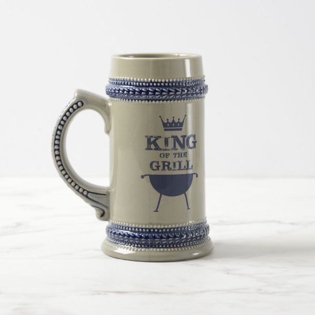 King Of The Grill, Blue Beer Stein (Left)
