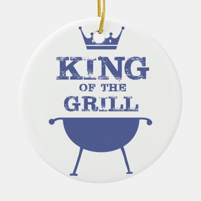 King Of The Grill, Blue Ceramic Ornament (Front)