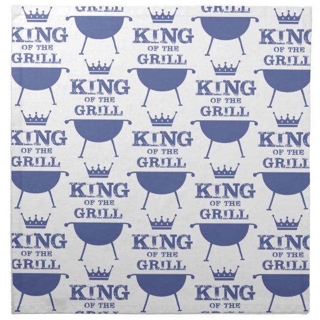 King Of The Grill, Blue Cloth Napkin (Front)