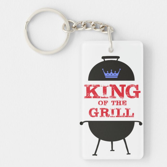 King Of The Grill, Blue Crown Red Keychain (Front)