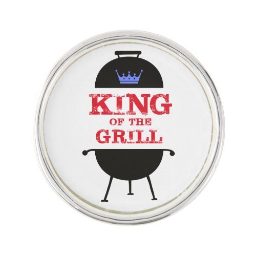 King Of The Grill Blue Crown Red Lapel Pin
