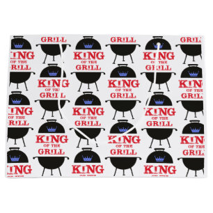 King Of The Grill, Blue Crown Red Large Gift Bag