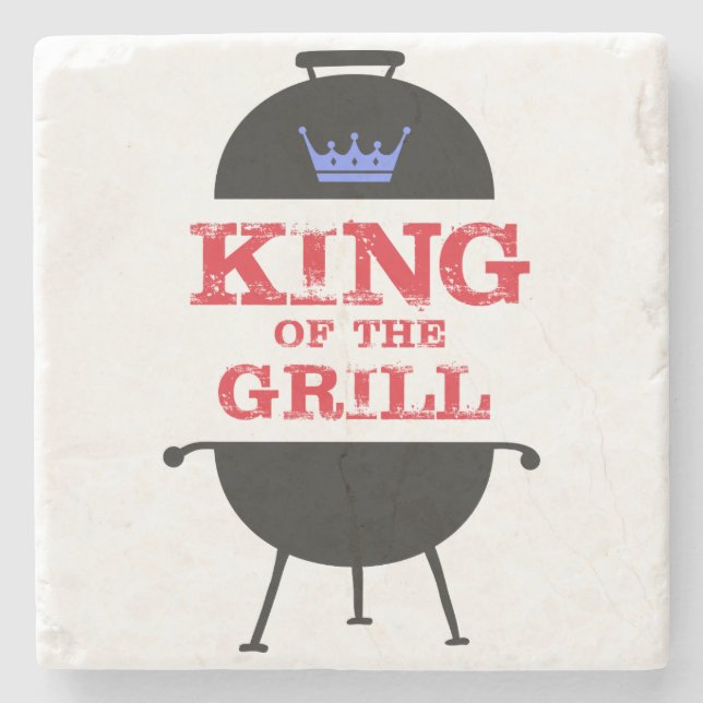 King Of The Grill, Blue Crown Red Stone Coaster (Front)