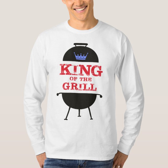 King Of The Grill, Blue Crown Red T-Shirt (Front)