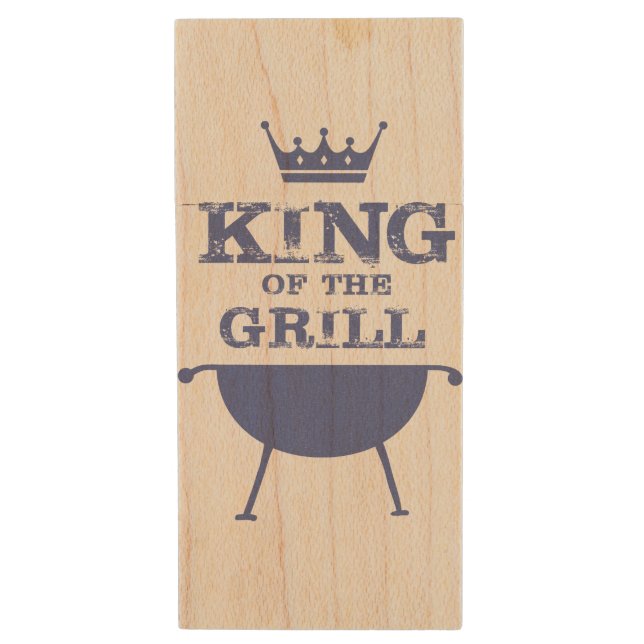King Of The Grill, Blue Wood Flash Drive (Front Vertical)