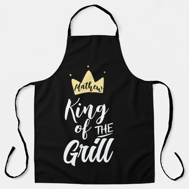 King of the Grill Chef Apron, Hilarious BBQ Cook Apron (Front)