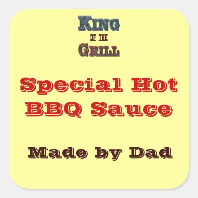 King of the Grill Custom Canning Sauce Sticker (Front)