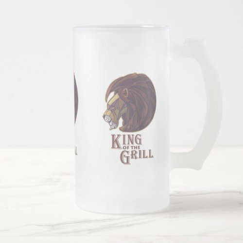 King of the Grill Frosted Glass Beer Mug