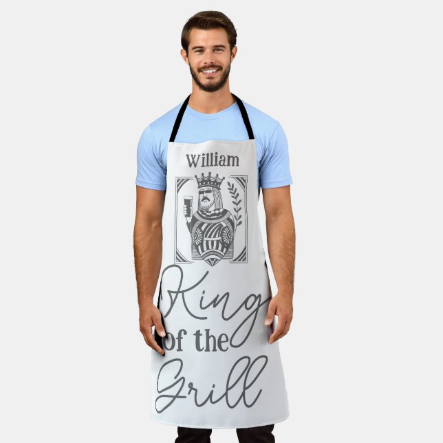 King of the Grill Funny BBQ Apron for Dad (Worn)