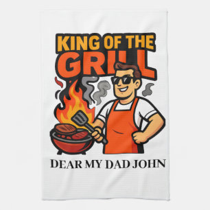 King of the Grill Funny Father's Day BBQ Master Kitchen Towel