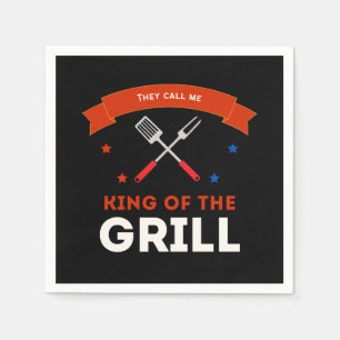 King of the Grill funny multi-color Napkins