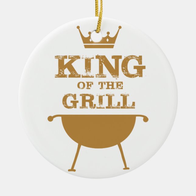 King Of The Grill, Gold Ceramic Ornament (Front)