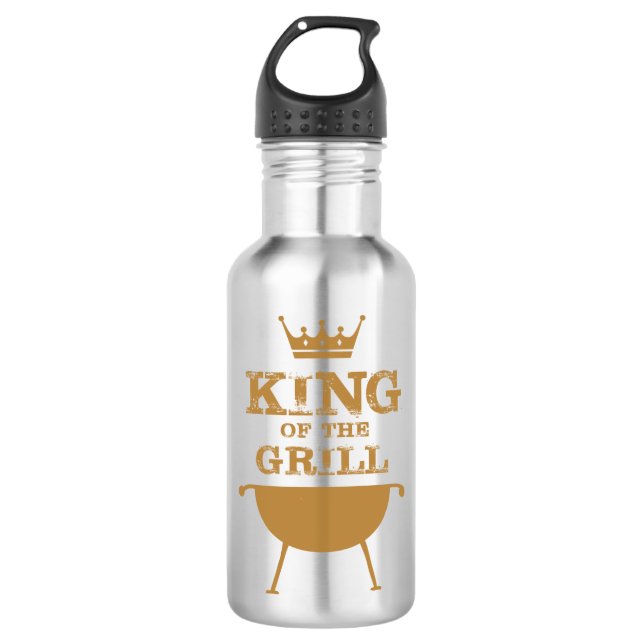 King Of The Grill, Gold Stainless Steel Water Bottle (Front)