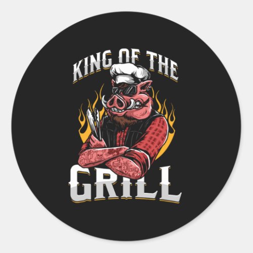 King Of The Grill Grilling Grill Master Butcher Ch Classic Round Sticker