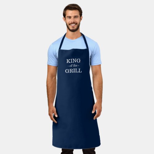 King of the Grill navy blue white custom bbq men Apron