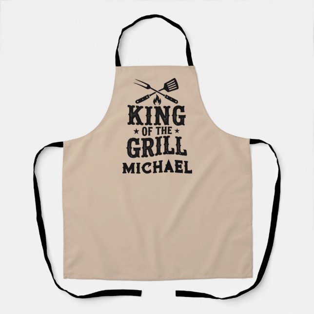 King of the Grill Personalized BBQ Apron for Dad (Front)