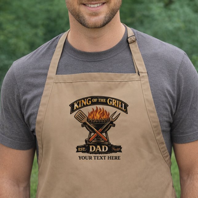 King of the Grill Personalized Father's Day BBQ Long Apron (Creator Uploaded)