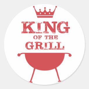 King Of The Grill, Red Classic Round Sticker