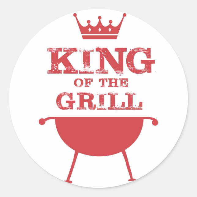 King Of The Grill, Red Classic Round Sticker (Front)