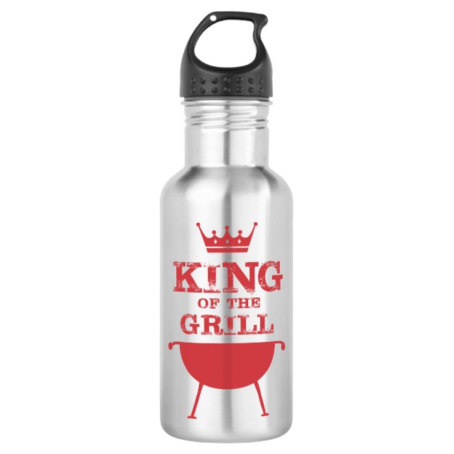 King Of The Grill, Red Stainless Steel Water Bottle (Front)
