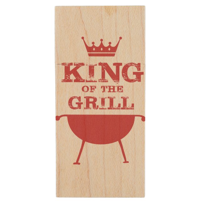 King Of The Grill, Red Wood Flash Drive (Front Vertical)