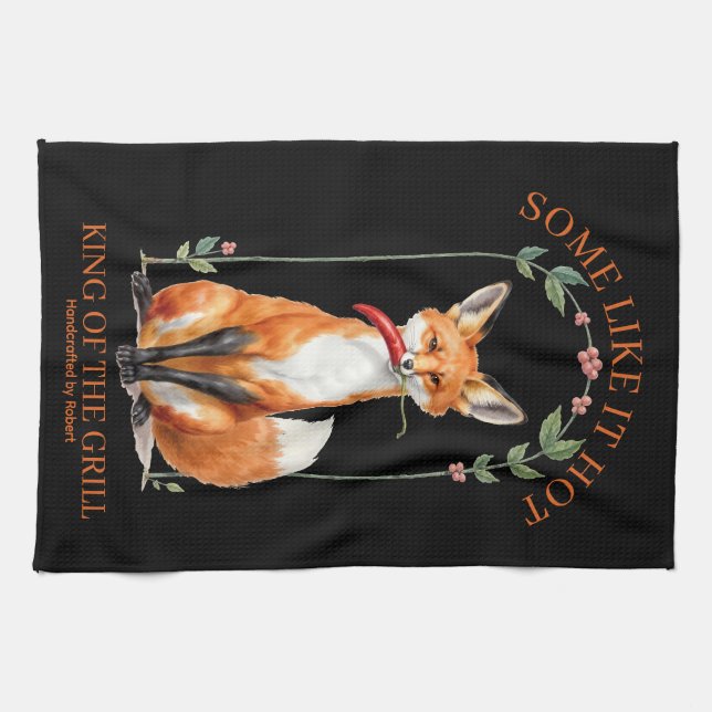 King of the Grill Spicy Fox BBQ Kitchen Towel (Horizontal)