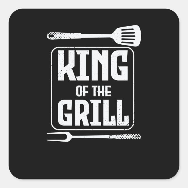King of the GRILL Square Sticker (Front)
