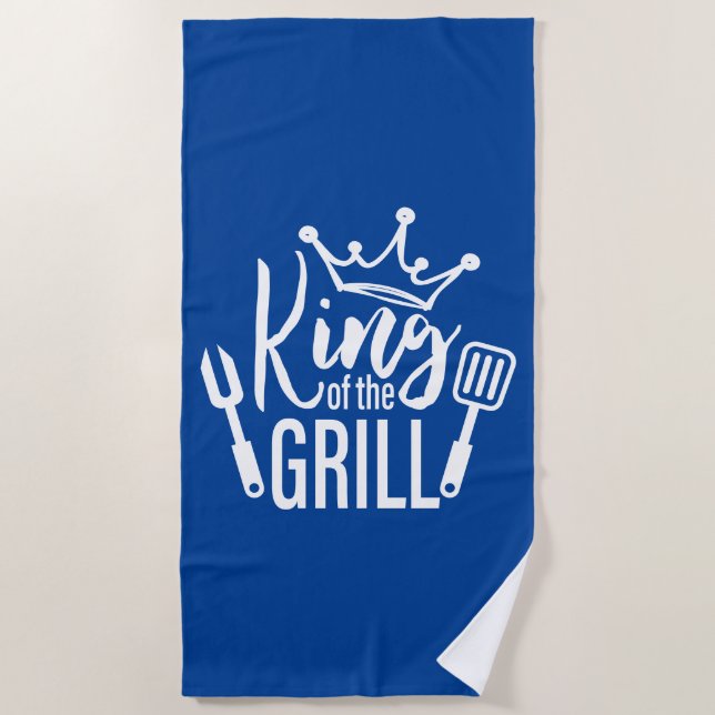 King of the Grill Typography Beach Towel (Front)