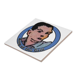 King of the Grill Vintage Cartoon Ceramic Tile