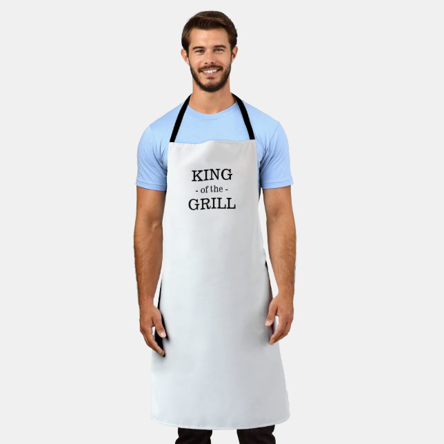 King of the Grill white black custom text elegant Apron (Worn)