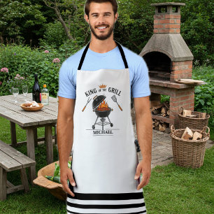 King of the Grill White Striped Apron