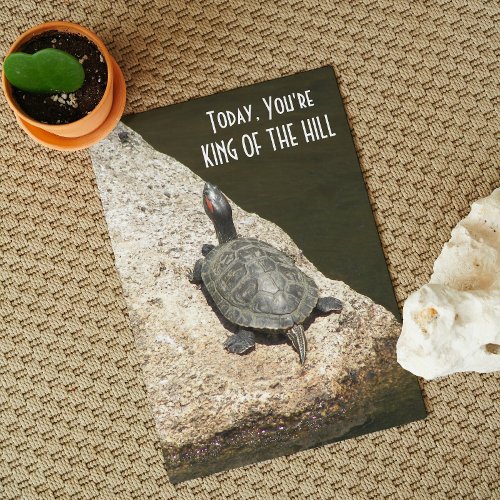 King of the Hill Turtle on Rock Nature Birthday Card