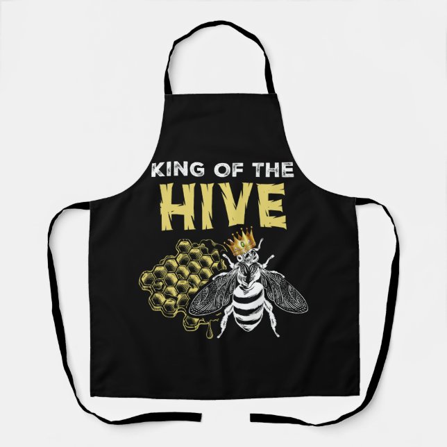 King Of The Hive Beekeeper Bee Lover Honey Beekeep Apron (Front)