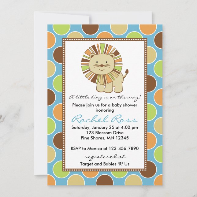 King of the Jungle Baby Shower Invitations │ Blue (Front)