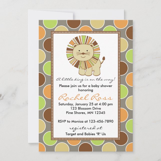 King of the Jungle Baby Shower Invitations │ Taupe (Front)