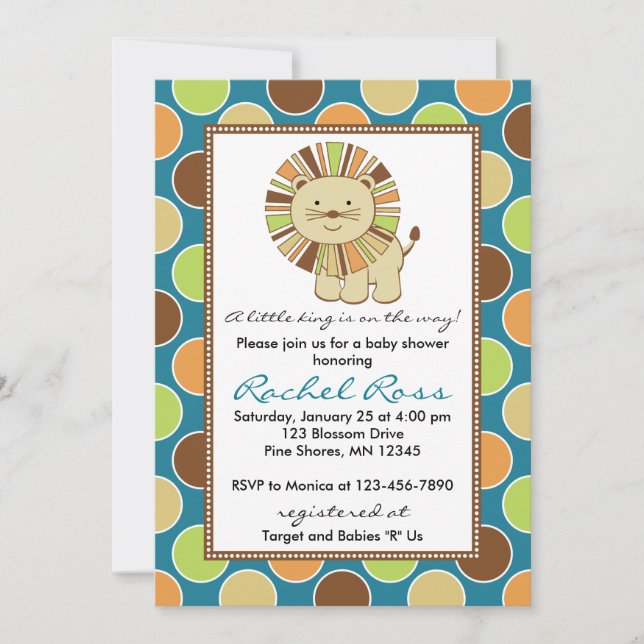King of the Jungle Baby Shower Invitations │ Teal (Front)