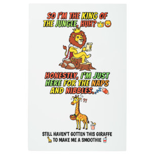 King Of The Jungle Lion Naps Funny Metal Print