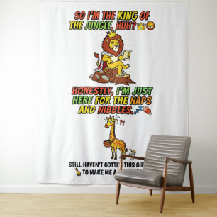 King Of The Jungle Lion Naps Funny Tapestry