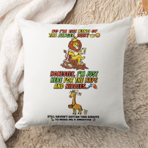 King Of The Jungle Lion Naps Funny Throw Pillow